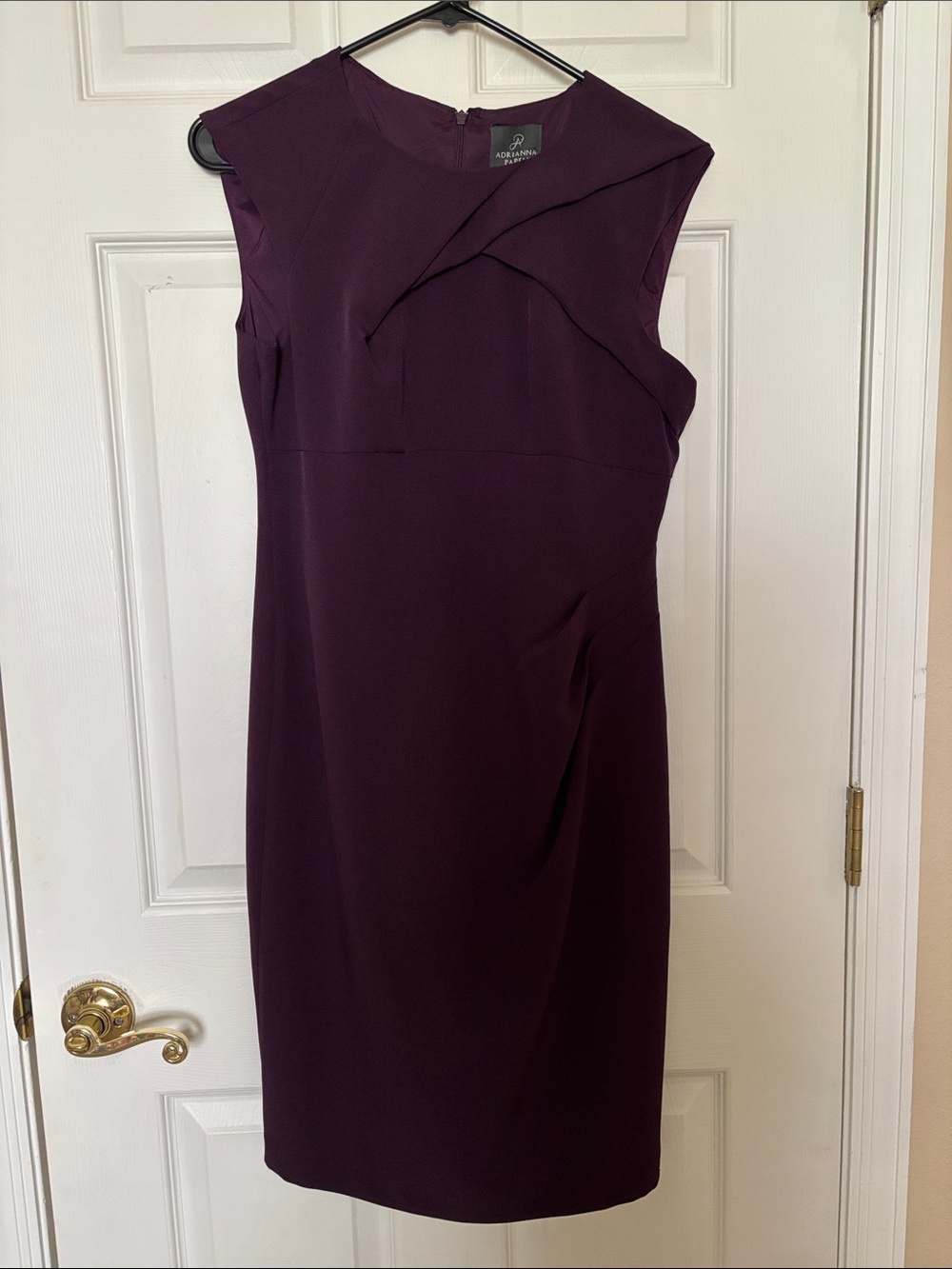 Adrianna Papell Purple Sleeveless Midi Sheath Dress